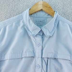 L.L.Bean Mens‎ XL Vented Light Blue Button Down Fishing Shirt Long Sleeve Camp